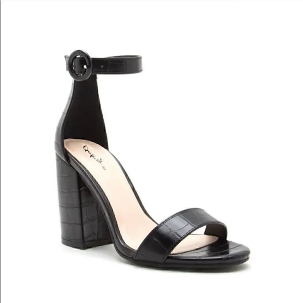 NEW! Black Croc Chunky Heel Size 9 - Picture 2 of 8